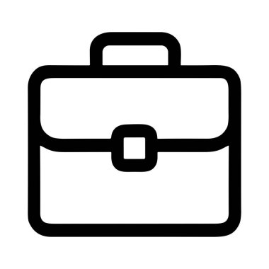 Bir evrak çantasının ya da portföy çantasının, iş, iş ve iş hayatını temsil eden minimalist bir taslak ikonu. Beyaz bir arkaplanda izole edilmiş.