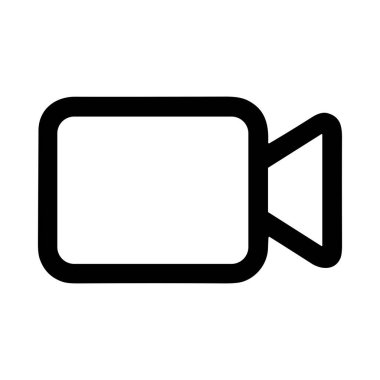 Bir video kameranın temiz ve basit bir siyah çizgi sanat simgesi. Bu minimalist grafik kullanıcı arayüzleri, web siteleri ve video, kayıt ve multimedya için mükemmeldir.