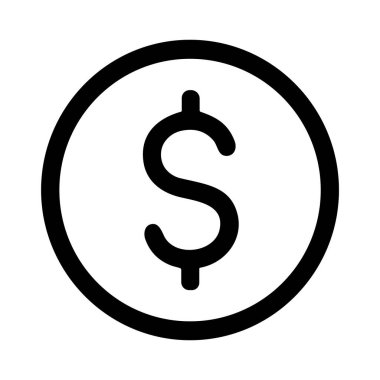 Bir dolar para birimi sembolünün minimalist vektör simgesi bir çemberin içinde. Bu basit ve temiz tasarım finansal uygulamalar, e-ticaret siteleri ve iş sunumları için mükemmeldir..