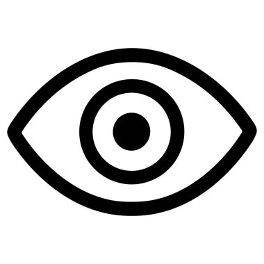Beyaz bir arkaplanda insan gözünün minimalist siyah çizgi sanat simgesi. Bu basit grafik görme, görme, algılama ve farkındalık gibi kavramları temsil ediyor..