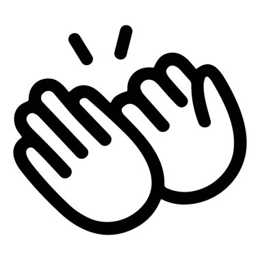 İki el çırpmanın minimalist bir grafiği. Bu simge alkışı, övgüyü, kutlamayı ve anlaşmayı sembolize eder. Beyaz bir arkaplanda izole edilmiş.