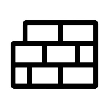 Bir tuğla duvarın temiz ve modern vektör grafiği. Bu simge güvenlik duvarları, güvenlik, inşaat, bina veya dijital arayüzlerdeki engelleri temsil etmek için mükemmeldir.