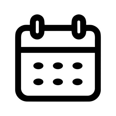 Minimalist takvim ikonu vektör grafiği. Bu basit çizgi sanat sembolü bir tarih, tarih ya da randevuyu temsil ediyor. Web ve mobil uygulama kullanıcı arayüzleri için mükemmel.