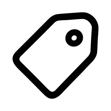 Perakende fiyat etiketinin minimalist, elle çizilmiş bir tasviri. Bu basit siyah çizgi sanat ikonu e-ticaret, satış promosyonları ve alışveriş kavramları için mükemmeldir..