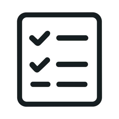 Yapılacaklar listesi veya yapılacaklar listesinin basit bir siyah beyaz çizgisi resim simgesi. İlerleme ve verimliliği temsil eden kontrol işaretleri ile birlikte iki öge işaretlendi.