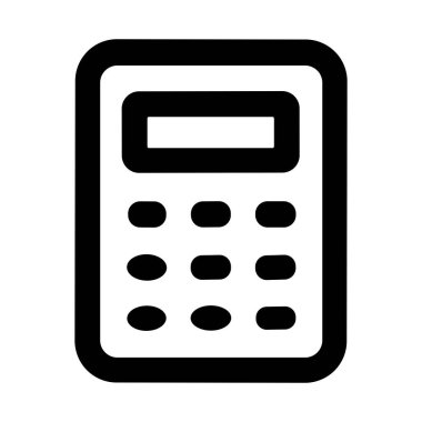 Hesap makinesinin basit ve temiz bir resim simgesi. Bu vektör grafik matematik, muhasebe, finans ve hesaplamayı temsil eder. Beyaz bir arkaplanda izole edilmiş.