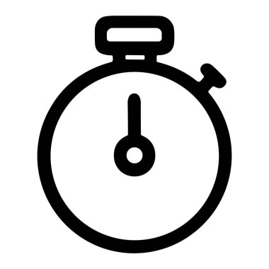 Kronometrenin temiz ve basit bir simgesi. Bu minimalist vektör grafiği zamanı, hızı, teslim tarihlerini ve ölçümleri temsil eder. Beyaz bir arkaplanda izole edilmiş.