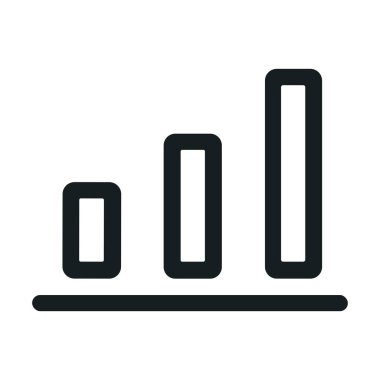 Büyümeyi, veriyi ve finansal analizi sembolize eden üç yükselen çubuk grafiği olan minimalist bir simge. Web ve uygulama tasarımı için beyaz bir arkaplanda izole edilmiş.