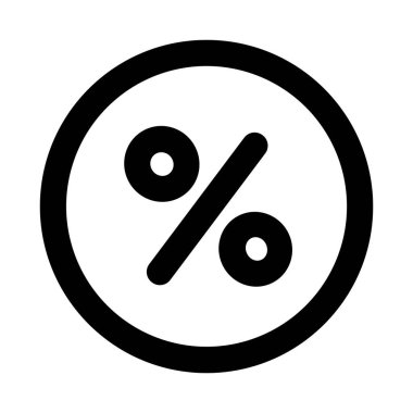 Çemberin içinde yüzde bir sembol olan minimalist bir çizgi sanat simgesi. Bu vektör grafiği finans, satış, indirim ve kullanıcı arayüzü tasarımı için idealdir..