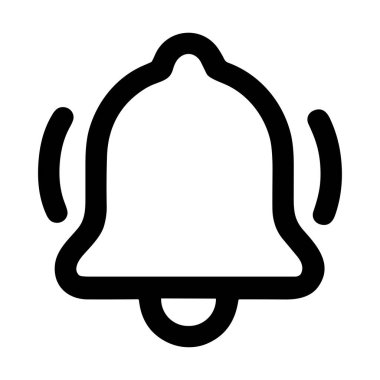 Çalan bir zilin minimalist bir sanat simgesi. Uyarıyı, uyarıyı ya da hatırlatıcıyı simgeliyor. Bu basit grafik web ve uygulama kullanıcı arayüzü tasarımı için beyaz bir arkaplanda izole edilmiştir.
