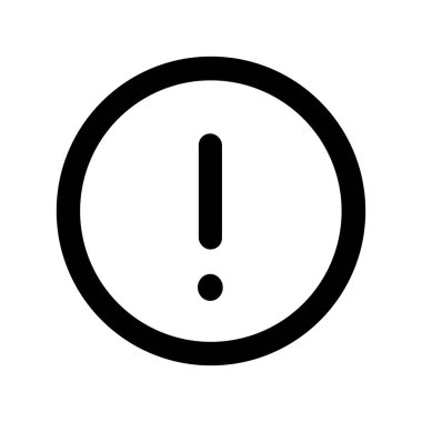 Çemberin içindeki ünlem işaretinin basit ve temiz bir çizgisi. Bu evrensel sembol bir uyarı, uyarı, önemli bir uyarı ya da hata iletisi..