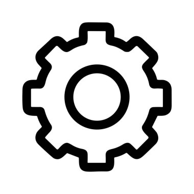 Tek dişli ya da dişli bir dişlinin minimalist siyah çizgili sanat tasviri. Bu vektör simgesi ayarlar, seçenekler, yapılandırma ve sanayi için evrensel bir semboldür..