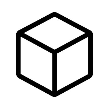 Üç boyutlu bir küpün temiz ve modern vektör grafiği. Bu minimalist geometrik şekil simgesi kullanıcı arayüzleri, logolar ve sunumlar için mükemmeldir.