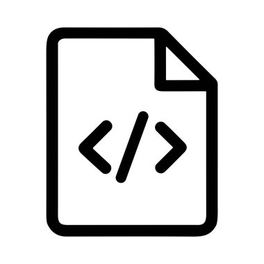 Bir kod dosyası veya betiği temsil eden basit bir siyah çizgi simgesi. Belge sembolü, kodlama, yazılım ve web sayfası tasarımı için işaretlerden daha az / daha büyük klasik içerir.