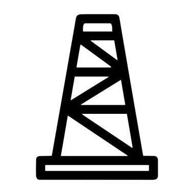 Petrol kuyusunun minimalist bir sanat simgesi. Bu izole grafik sembol petrol endüstrisini, fosil yakıtları, enerji çıkarma ve sondaj operasyonlarını temsil etmektedir..