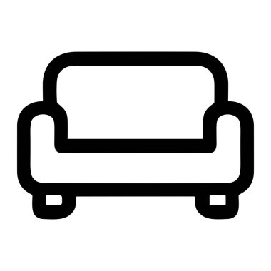 İki koltuklu ya da aşk koltuğunun basit ve temiz bir sanat simgesi. Bu vektör grafiği ev mobilyalarını, oturma odası dekorunu ve iç tasarımı temsil eder..