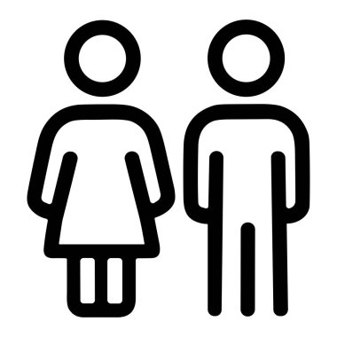 Bir kadın ve erkeğin birlikte durduğu basit bir siyah beyaz çizgi simgesi. Bu evrensel resim, cinsiyeti, bir çifti ya da umumi tuvalet işaretleri için kullanılır..
