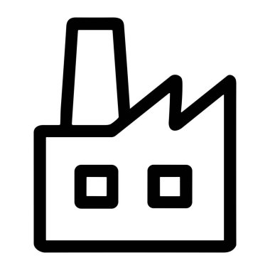 Basit bir fabrika ya da endüstriyel fabrika simgesi. Üretimi, üretimi ve sanayiyi temsil eden minimalist vektör grafiği.