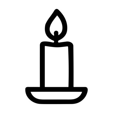 Yanmış bir mumun minimalist vektör grafiği. Simgede bir mum çubuğu, parlak bir alev ve küçük bir taban çizgisi yer alıyor. Web ve uygulama tasarımı için mükemmel.
