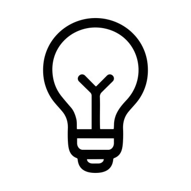 Beyaz arkaplandaki bir ampulün temiz ve basit bir siyah taslak simgesi. Bu vektör grafik fikirler, yaratıcılık, yenilik ve enerji gibi kavramları sembolize eder..