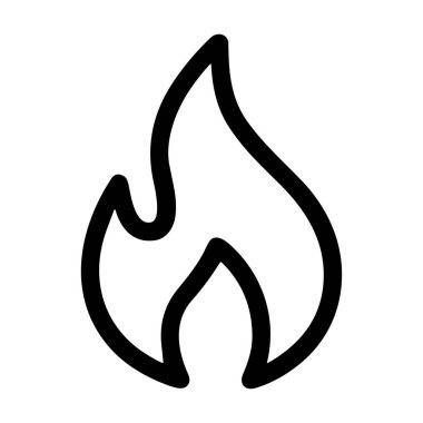 Ateş alevinin basit ve temiz bir çizgisi. Bu minimalist simge ısı, enerji ve tutkuyu temsil ediyor. Beyaz arkaplanda izole vektör grafiği.