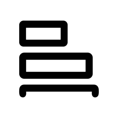 Yığılmış üç yatay elementi tasvir eden temiz ve modern bir vektör simgesi. Bu minimalist grafik organizasyonu, veriyi, dosyaları, düzeni veya dijital arayüz ögesini sembolize edebilir.