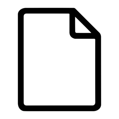 Boş bir sayfa ya da dosyanın minimalist vektör grafiği. İkonun sağ üst köşesinde köpek kulağı olan koyu siyah bir çizgisi var, temiz beyaz bir arkaplanda izole edilmiş..