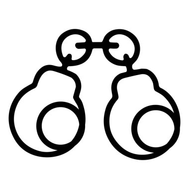 Tutuklamayı, suçu, hukuku ve adalet sistemini temsil eden basit bir kelepçe ikonu. Beyaz arkaplanda izole vektör çizimi.