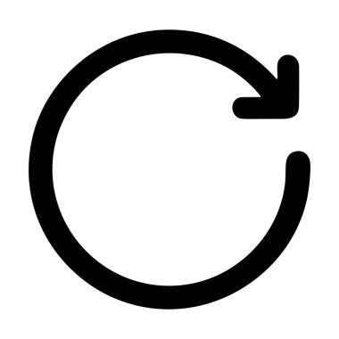 Beyaz arkaplanda basit bir siyah dairesel ok simgesi. Bu sembol sıklıkla kullanıcı arayüzlerinde tazeleme, yeniden yükleme, tekrarlama veya güncelleme eylemlerini temsil etmek için kullanılır..