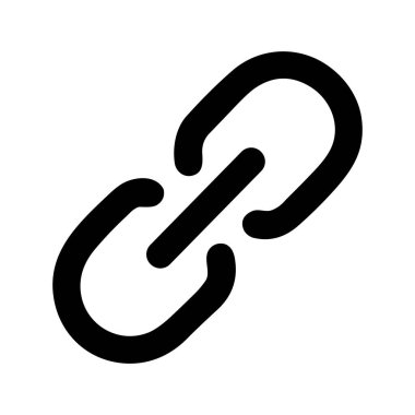 Birbirine kenetlenmiş iki zincirin minimalist siyah beyaz vektör grafiği. Bu evrensel sembol web siteleri ve uygulamalarında bir hiper bağlantı, bağlantı, eklenti veya URL 'yi temsil eder..