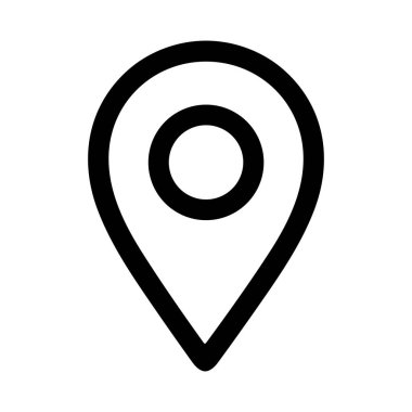 Bir harita işaretleyicisinin ya da jeotag sembolünün temiz bir vektör grafiği. Bu minimalist simge GPS ve web uygulamaları için belirli bir nokta, adres veya hedef göstermektedir.