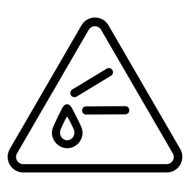 Islak zemin uyarı işaretinin vektör grafiği. Minimalist resimtogram, üçgen bir çerçevenin içinde sıvı damlası olduğunu gösteriyor. Bu da kayma tehlikesini simgeliyor..