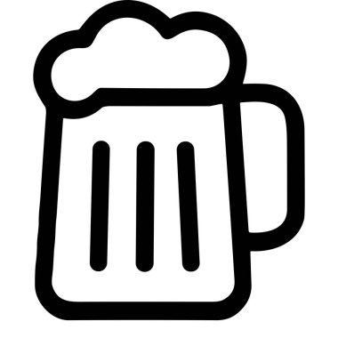 Bir bira bardağının minimalist siyah beyaz çizgili sanat simgesi. Bu basit vektör grafiği sapı ve köpüklü kafası olan beyaz bir arkaplanda izole edilmiş bir stein içerir..