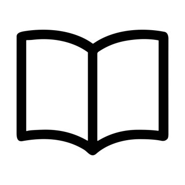 Boş sayfaları olan açık bir kitabın minimalist siyah çizgi sanat simgesi. Bu basit vektör grafik okuma, bilgi, eğitim, edebiyat ve öğrenmeyi temsil eder..