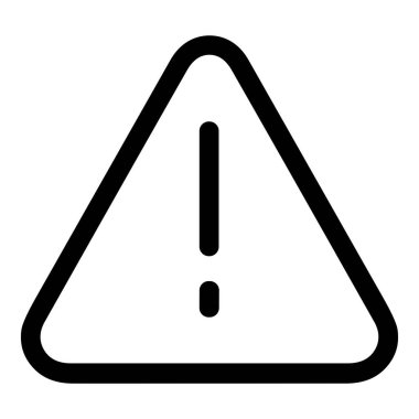 Üçgen uyarı işaretinin minimalist vektör simgesi. Ünlem işaretli bu basit siyah ana hat sembolü tehlikeyi, uyarıları ya da önemli uyarıları göstermek için kullanılır..