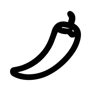 Şili biberinin minimalist el çizimi ikonu. Bu basit siyah çizgili grafik baharatlı yiyecek, ısı ve lezzeti temsil ediyor, menüler veya web tasarımı için mükemmel..