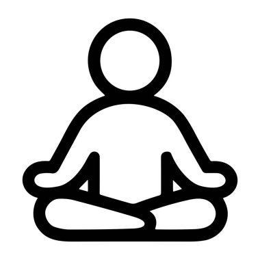 Lotus pozisyonunda oturan bir insan figürünün basit siyah bir çizgisi. Bu simge meditasyon, yoga, farkındalık, rahatlama ve iç huzuru sembolize eder..