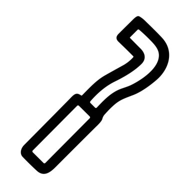 Periodontal pullayıcı ya da kürette minimalist bir vektör grafiği. Bu diş aleti ikonu profesyonel diş temizliği, ağız bakımı ve hijyeni temsil eder..