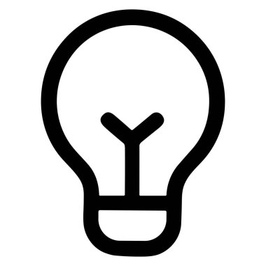 Yenilikçiliği, yaratıcılığı ve tasarım ve markalaşma projeleri için parlak fikirleri temsil eden basit siyah beyaz ampul simgesi.