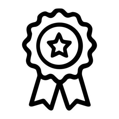 Tasarım ve markalaşma materyallerinde başarıyı, mükemmelliği, tanınmayı ve kaliteyi temsil eden basit bir siyah-beyaz ödül ikonu.