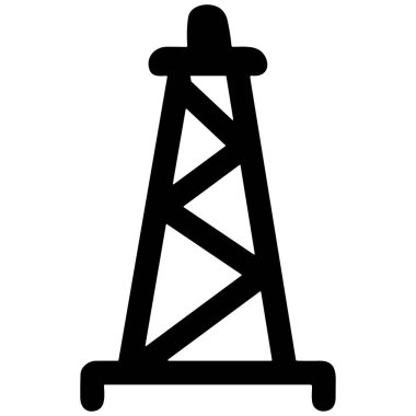 Deniz ortamında enerji çıkarma, endüstriyel kalkınma ve doğal kaynak yönetimini temsil eden ikonik petrol platformu silüeti.