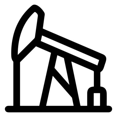 Enerji endüstrisini, çıkartmayı ve endüstriyel makineleri minimalist bir tarzda temsil eden bir petrol pompası krikosunun siyah ana hatları.