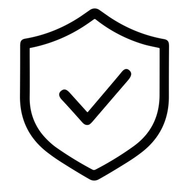 Güvenlik, güvenlik, koruma, doğrulama, savunma, güven, güvenilirlik, güven, güvenilirlik, onay, güvenlik, doğrulama ve güvenlik kavramını temsil eden simgeli basit siyah kalkan.