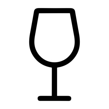 Çeşitli tasarım projeleri için içecek, içecek, içecek ya da mutfak eşyası sembollerini temsil eden, beyaz zemin üzerinde siyah ana hatlı basit ve temiz cam simgesi.