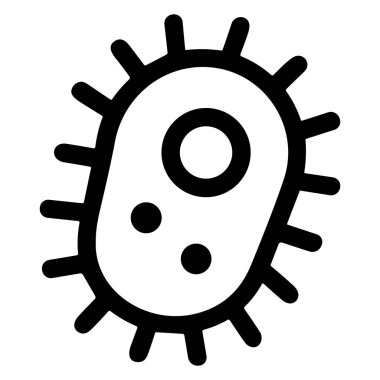 Bilimsel, eğitici ya da biyolojik konular ve çizimler için uygun bir mikroorganizma ya da bakterinin biçimlendirilmiş siyah-beyaz temsili.