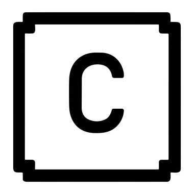 Piksel resim tarzında C harfinin basit siyah beyaz simgesi, dijital tasarım, kodlama ve eğitim materyalleri için uygundur.