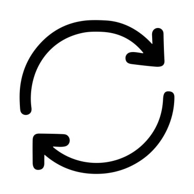 Dijital arayüzlerdeki teknoloji, güncelleme ve sistem temaları için uygun, yenilenmeyi, yeniden yapılanmayı ya da işlemin devamını sembolize eden parlak, siyah bir dairesel simge.