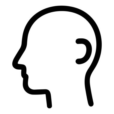 Tasarım veya eğitim kullanımı için berraklık ve minimalizmin vurgulandığı siyah beyaz bir insan kafa profilinin basit ve zarif ana hatları.