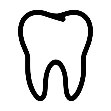 Tek bir dişin minimalist siyah beyaz çizgili sanat çizgisi çizimi. Bu temiz grafik sembolü beyaz bir arkaplanda izole edilmiş, diş veya sağlık hizmetleri kavramları için mükemmel.