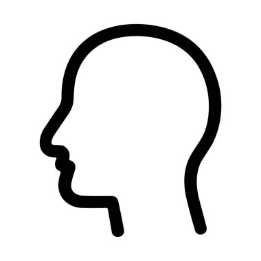 Minimalist bir vektör grafiği yan taraftan bir kişinin kafasını gösteriyor. İnsanlık, düşünce, psikoloji ve kullanıcı profilleri için genel bir sembol.